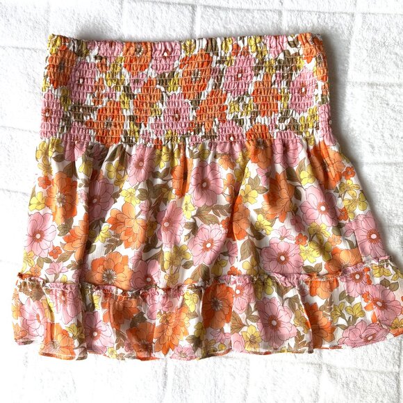 Aqua Floral Tiered Ruffle Mini Skirt - Picture 4 of 4